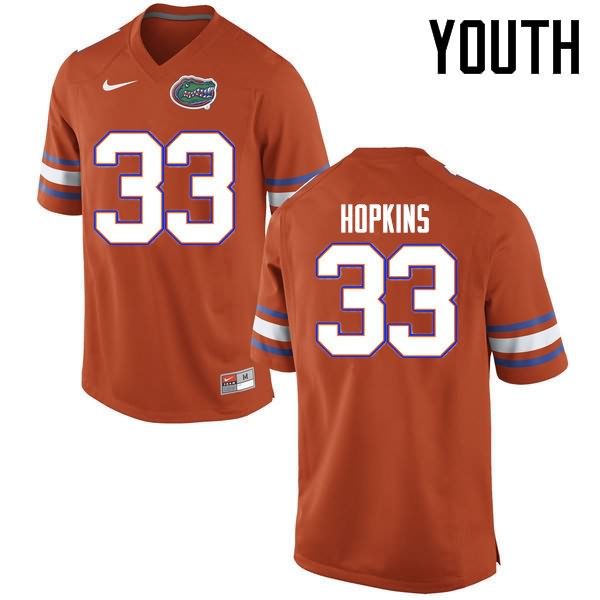 Youth NCAA Florida Gators Tyriek Hopkins #33 Stitched Authentic Nike Orange College Football Jersey UCR8365RC